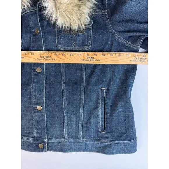 Ralph Lauren Denim Jean Jacket Size Medium Detachable Faux Fur Collar - Picture 3 of 5